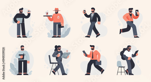 Diverse individuals engaged in daily activities and work-related tasks