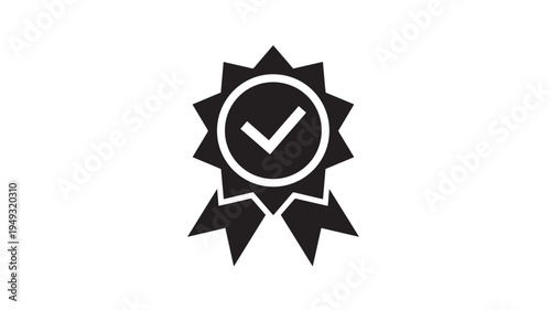 Medal icon with check mark symbol inside a circle, representing quality and approval. featuring success, award, achievement with verified and