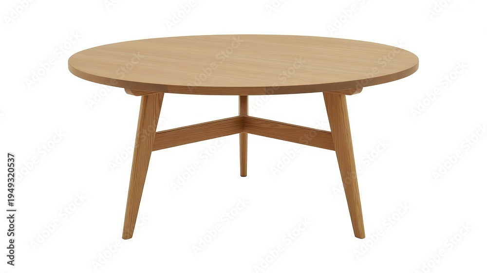 Fototapeta premium Round Oak Wood Coffee Table isolated on a transparent background