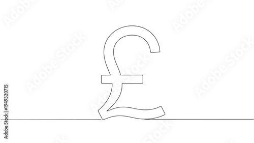 Pound sterling currency symbol with a minimalist single line drawing style on a clean white background.