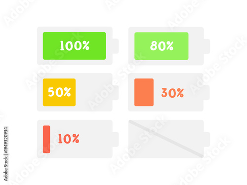 電池残量　イラストセット（数字あり）