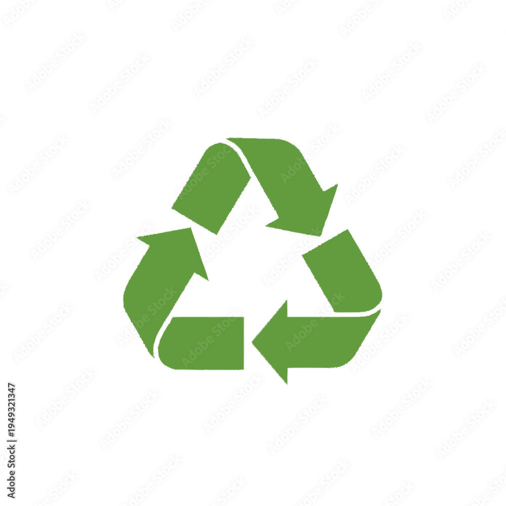 Fototapeta premium Sustainable Green Recycling Symbol Icon - Environmental Protection and Eco-Friendly Loop Graphic on White.