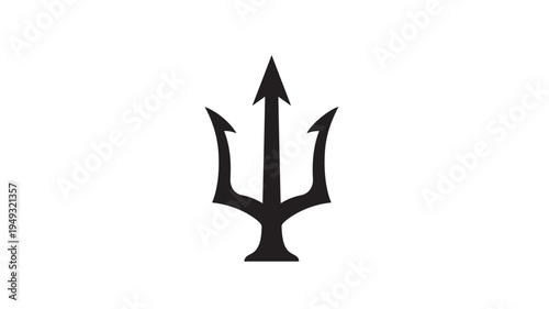 Trident symbol with sharp points and an arrow head, representing power and mythology, set against a plain white background.