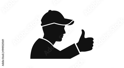 Man giving a thumbs up gesture depicted in black silhouette