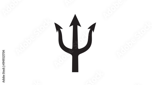 Trident black silhouette isolated on a clean white background for conceptual design elements. featuring mythology, greek mythology, roman mythology