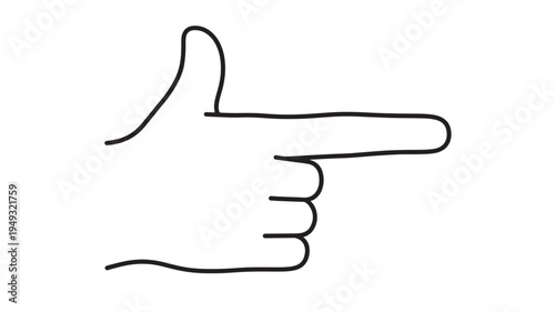 Finger pointing icon with a thick black outline and a white background, representing direction or action.