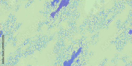 Abstract digital texture with scattered blue particles on a pale green background
