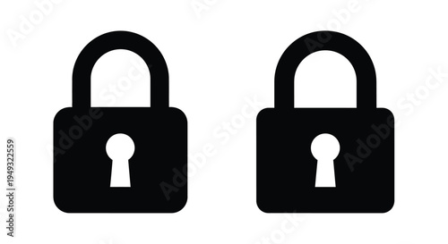 Two black padlocks depicted in a simple graphic silhouette