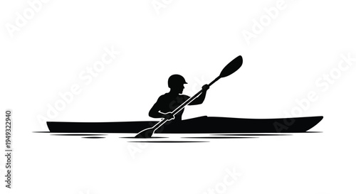 Kayaker paddling on water a striking black graphic silhouette