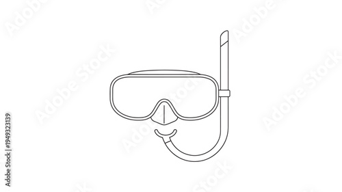 Goggles and snorkel set with a simple outline drawing, perfect for water sports and underwater exploration.