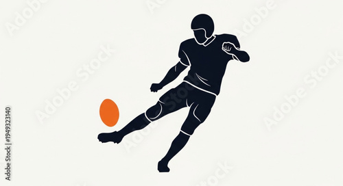 Silhouette of a football player kicking the ball during a game.