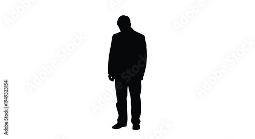 A full body shot of a man standing stark black silhouette