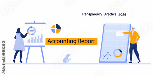 Business professionals analyzing data and presenting an accounting report