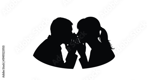 Two women whispering secrets to each other a dark silhouette