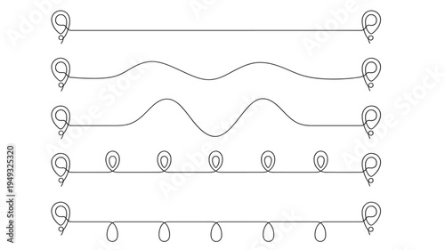 Lines abstract decorative with wave and loop elements in a minimalist black and white design on white background