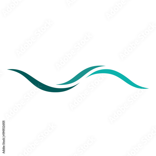Smooth curves, dynamic teal turquoise water wave design with flowing curved fluid motion
