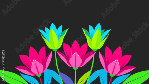 A vibrant, minimalist floral arrangement on a dark background. Perfect for backgrounds, branding, or conveying a sense of freshness and growth.