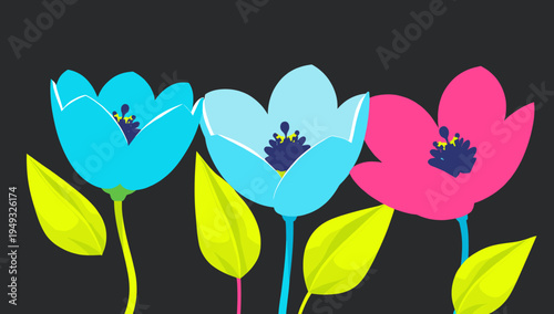 This vibrant graphic depicts a stylized flower. Its bold colors and clean lines make it ideal for modern designs, websites, or presentations requiring