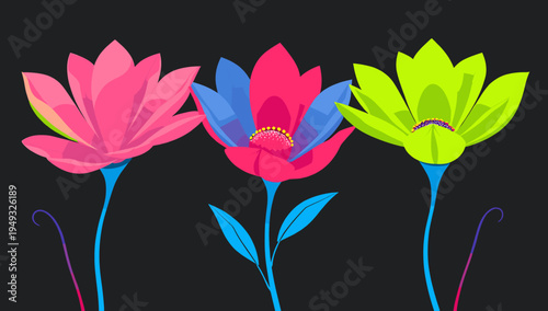 This vibrant, modern floral illustration evokes feelings of growth and serenity. Ideal for backgrounds, website elements, or creative marketing materi