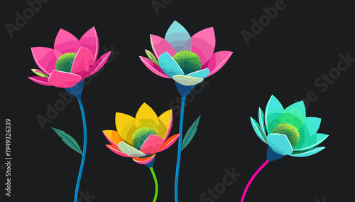 A vibrant and modern floral illustration. Perfect for use in branding, website design, or as an accent for a fresh, positive message. Its simplicity e