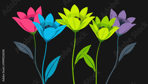 This minimalist image features a vibrant tulip against a dark backdrop, creating a striking and modern aesthetic. Ideal for branding, design projects,