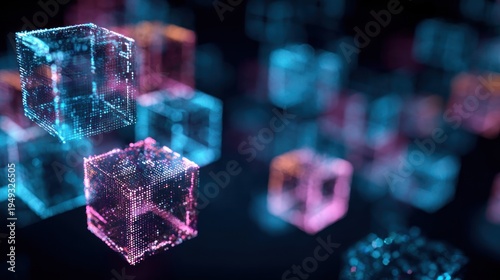 Abstract transparent cubes digital design