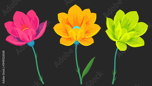 A striking image of a bright pink flower against a dark background. Perfect for representing growth, beauty, and freshness in design or marketing proj