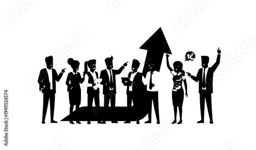 Business Teamwork Vector Illustration People Working Together to Reach Target Goal