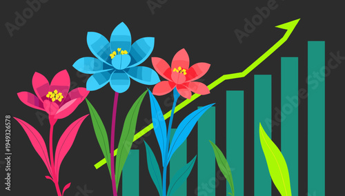 This bright and cheerful flower illustration evokes feelings of optimism and growth. Ideal for websites, blogs, or social media content related to spr