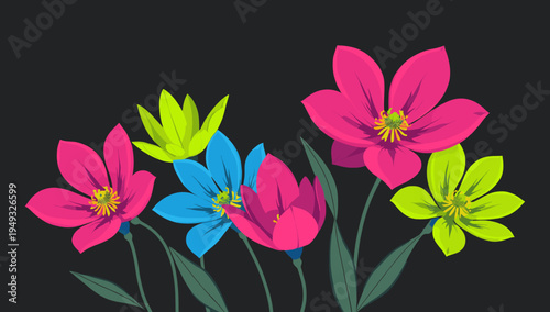 A striking illustration of a pink flower against a dark background evokes a sense of beauty and growth. Ideal for botanical designs, website backgroun