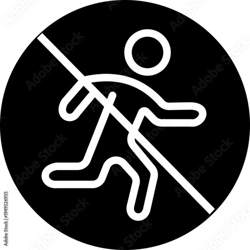 No running icon prohibition runner symbol with forbidden running sign, safety rule pictogram for public places, school hallway warning vector illustration design
