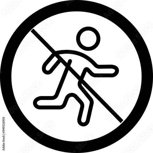 No running icon prohibition runner symbol with forbidden running sign, safety rule pictogram for public places, school hallway warning vector illustration design