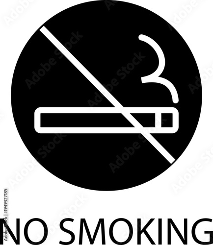 No smoking icon prohibition cigarette symbol with forbidden tobacco sign, safety rule pictogram for public places, health warning vector illustration design