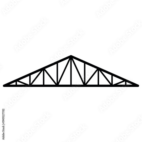 Roof engineering truss structure, architectural bridge diagram, symmetrical load distribution