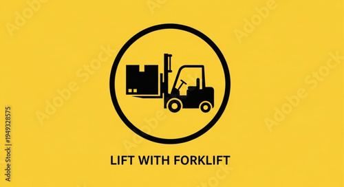 Forklift truck lifting a box icon symbol.
