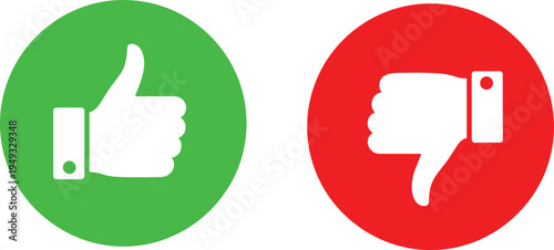 Thumbs up and thumbs down feedback icons approval and dislike symbols rating review vector illustration isolated on white background
