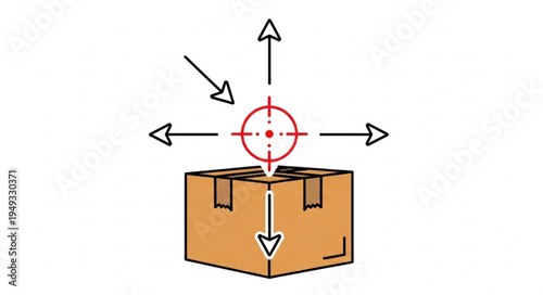 Diagram of force vectors acting on a cardboard box.