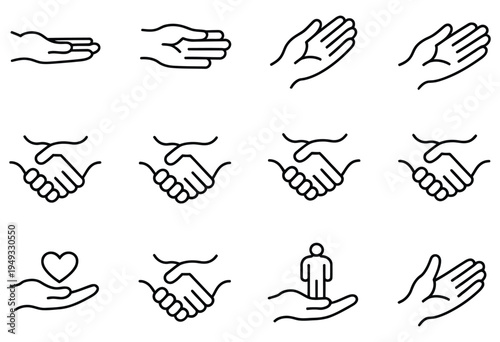 Helping Hands Minimal Line Icon Design Support Care Kindness Assistance Charity Gesture Outline Simple Symbol Compassion Aid Community Solidarity Humanity Trust Service