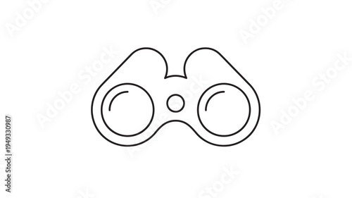 Binoculars line art icon with simple clean design for exploration and observation purposes featuring zoom, magnifying, optics with travel and