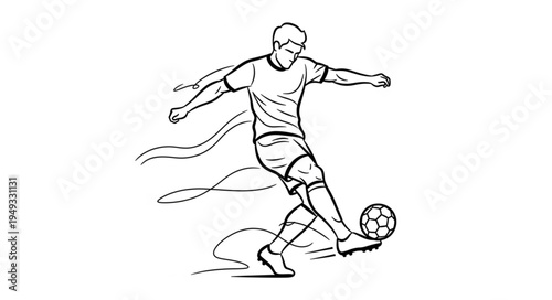 Man Kicking Soccer Ball Dynamic Action Illustration.