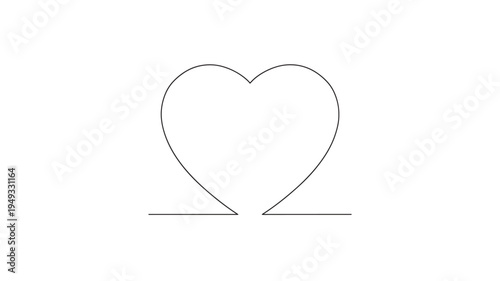 Heart icon with a single continuous black line, representing love and connection in a simple, minimalist style.