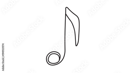 Eighth note musical symbol with a clean black outline on a white background, representing rhythm and melody in music.