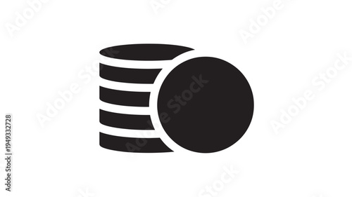 Coins stack icon with simple design and black color against a white background, perfect for financial illustrations