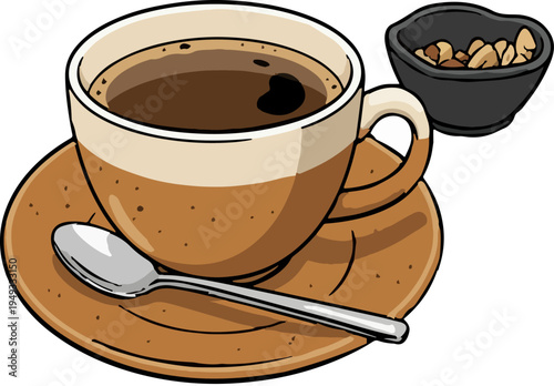 Classic black coffee cup illustration