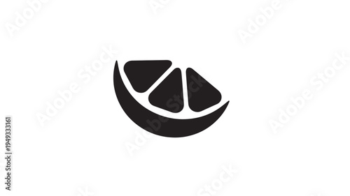 Slice of lemon icon with bold black silhouette and simplified segments, perfect for minimalist food branding