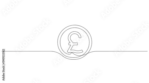 Pound sterling currency symbol icon drawn in a continuous line style with a minimalist aesthetic and white background.