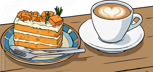 Coffee latte slice cake dessert