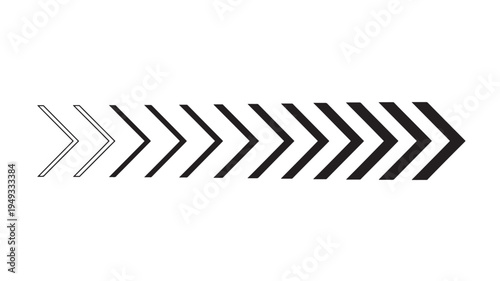 Arrows chevron pattern with increasing thickness and solid black fill moving rightward, graphic element