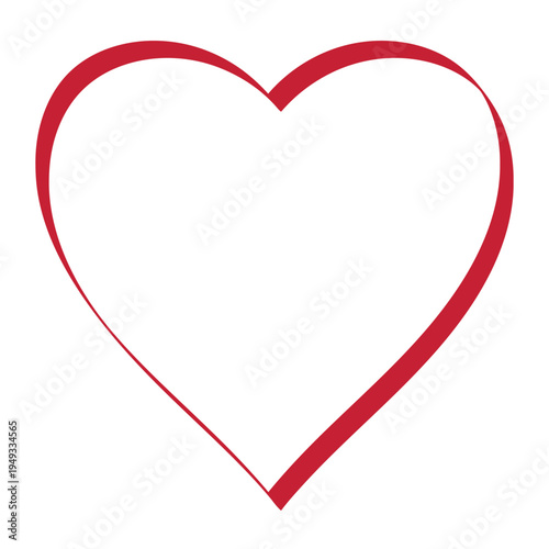 Stripe red heart outline icon, vector symbol of love