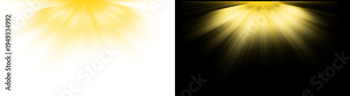 PNG image of Dynamic yellow light rays burst from the upper left, creating a radiant and vibrant visual effect ideal for various design applications on transparent background.